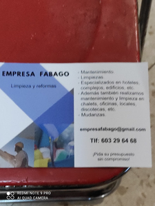 Empresa Fabago/Mudanzas, Mantenimiento, Limpieza